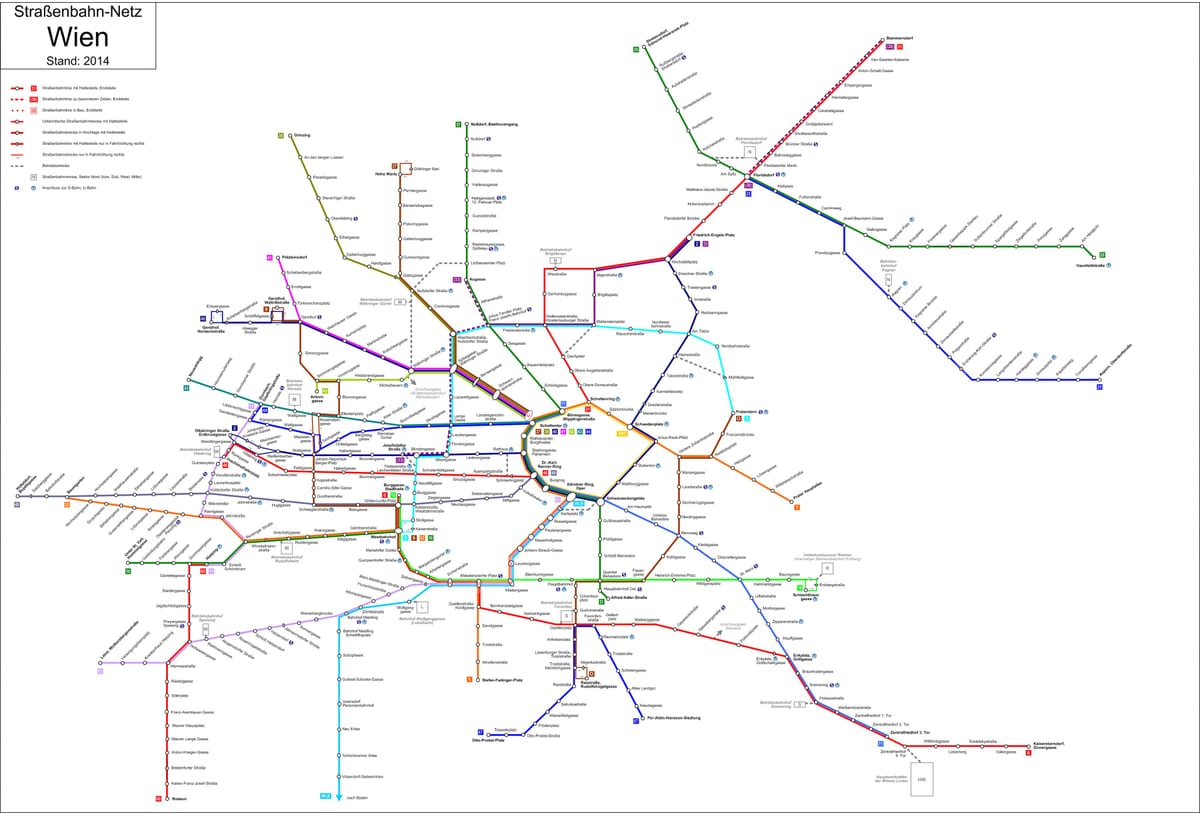 Vyana strassenbahn xəritə
