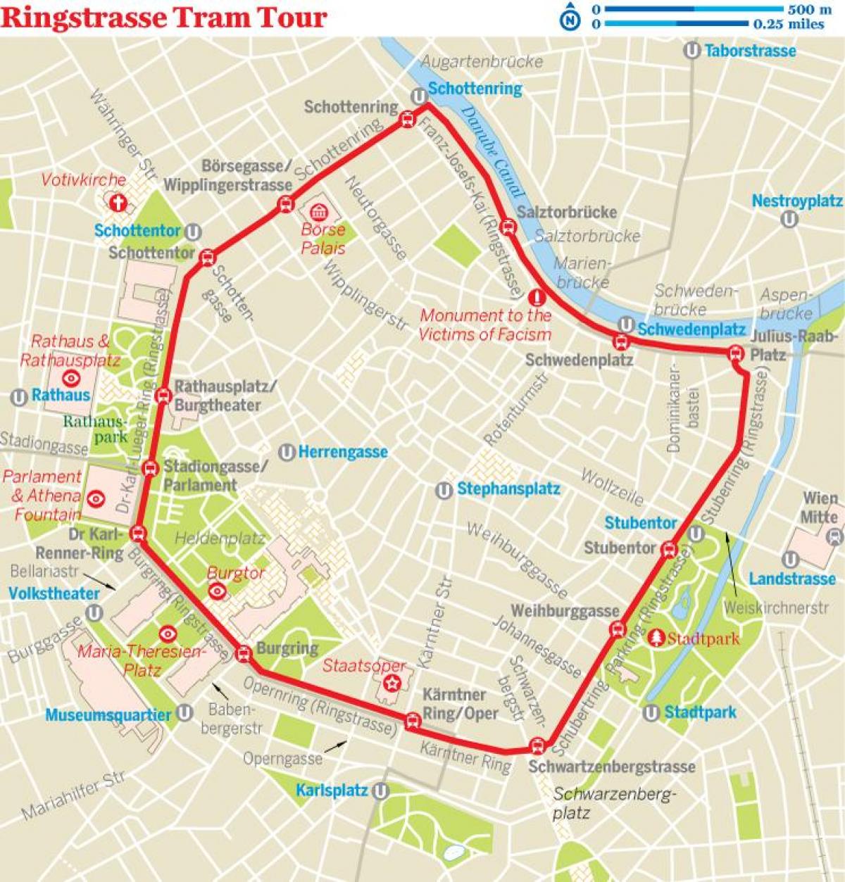Vyana dairəvi tramvay marşrut xəritəsi