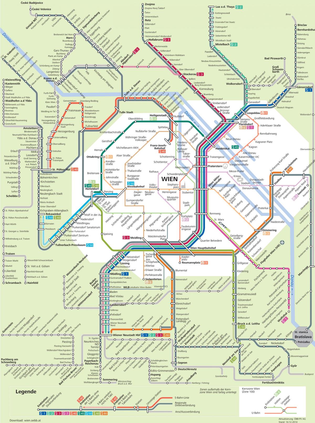 metro ilə Vyana xəritəsi